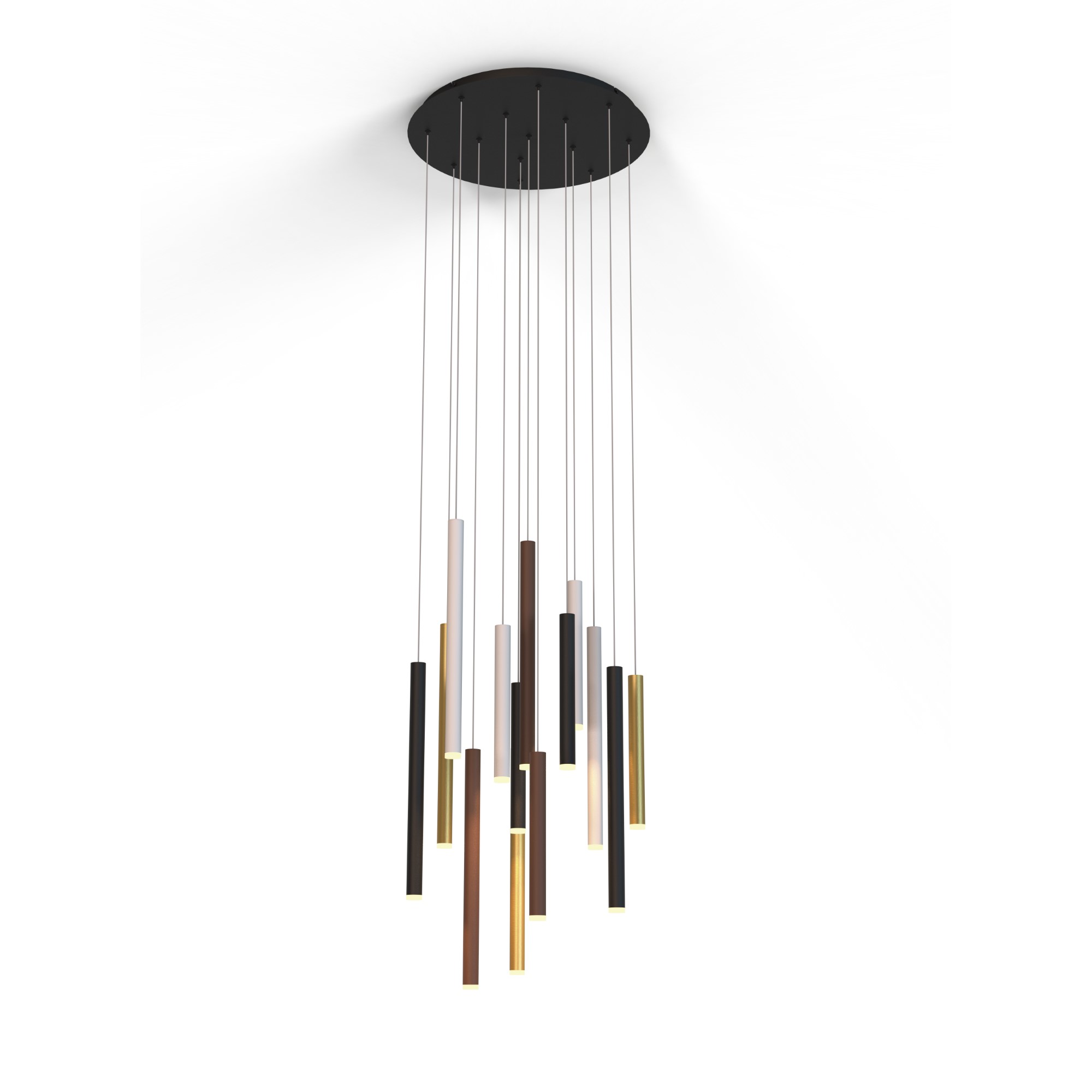 M8084  Cala Round 14 Light 2.5m Pendant 84W LED Sand White/Sand Black/Gold/Rust Brown